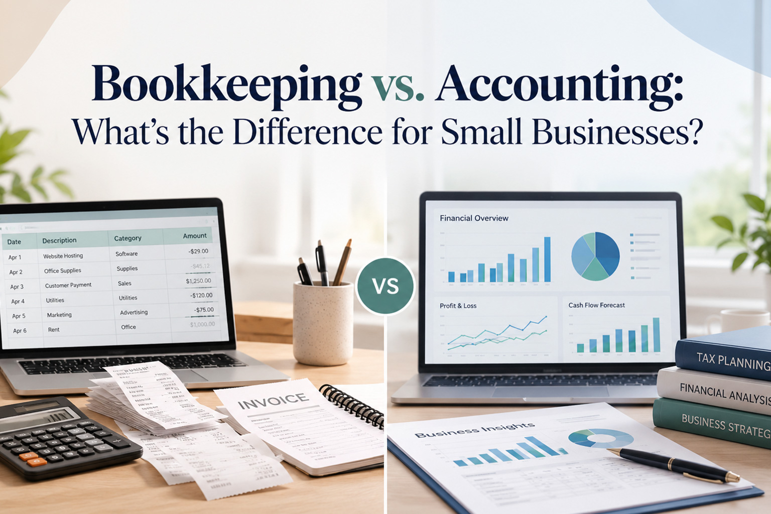 Bookkeeping vs. Accounting: What’s the Difference for Small Businesses?